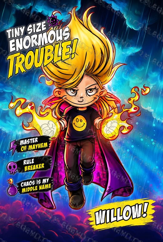 Villain personalised poster for kids with custom name and character